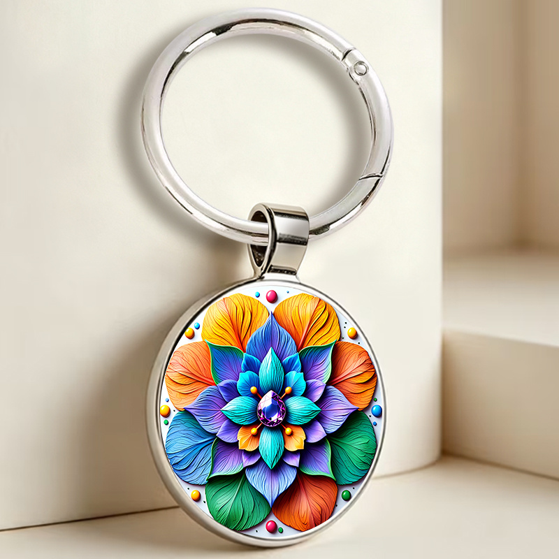 Iridescent Lotus Theme Keychain